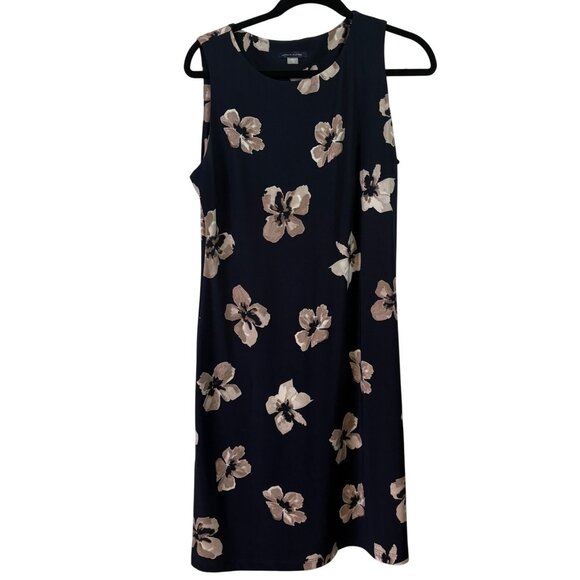 Tommy Hilfiger Women's Navy Blue Stretch Work Shift Dress Floral Print Size 10 - Picture 1 of 8